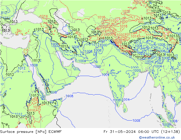 Luchtdruk (Grond) ECMWF vr 31.05.2024 06 UTC