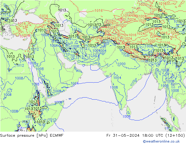 Atmosférický tlak ECMWF Pá 31.05.2024 18 UTC