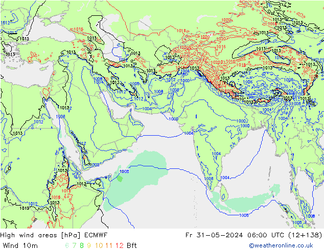 High wind areas ECMWF Fr 31.05.2024 06 UTC