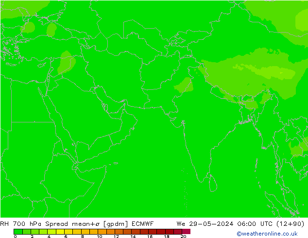 RH 700 hPa Spread ECMWF We 29.05.2024 06 UTC