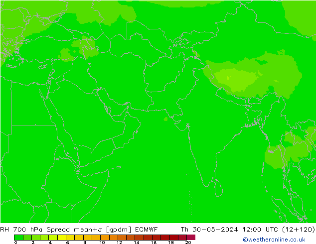 RH 700 hPa Spread ECMWF Th 30.05.2024 12 UTC