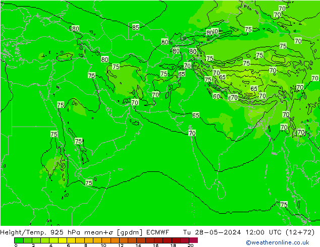 Yükseklik/Sıc. 925 hPa ECMWF Sa 28.05.2024 12 UTC