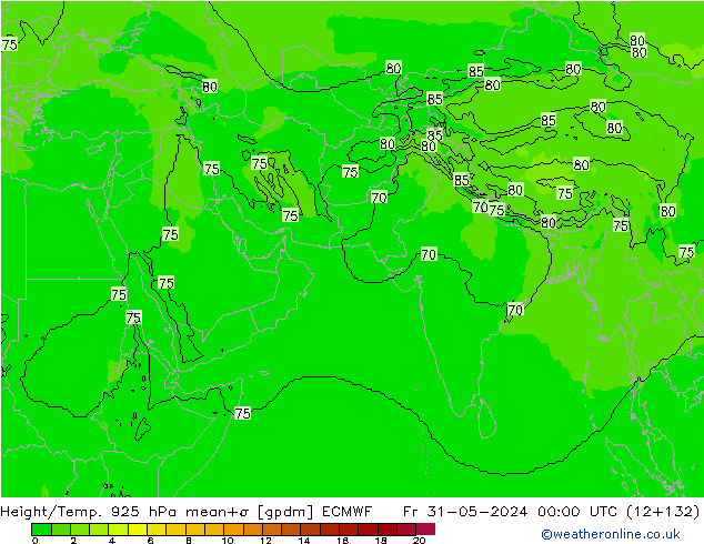 Yükseklik/Sıc. 925 hPa ECMWF Cu 31.05.2024 00 UTC