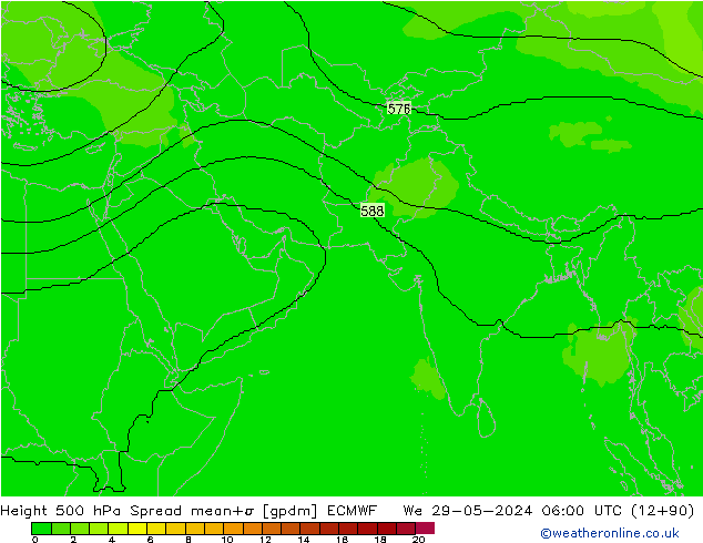 Height 500 hPa Spread ECMWF  29.05.2024 06 UTC