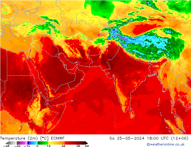 température (2m) ECMWF sam 25.05.2024 18 UTC