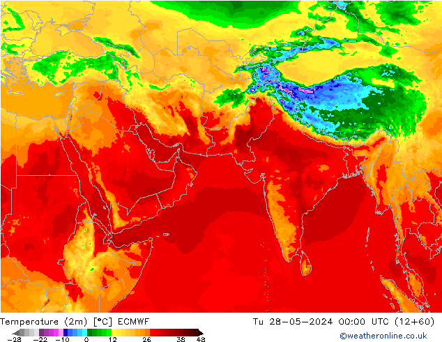température (2m) ECMWF mar 28.05.2024 00 UTC