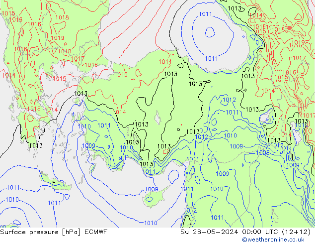 Surface pressure ECMWF Su 26.05.2024 00 UTC