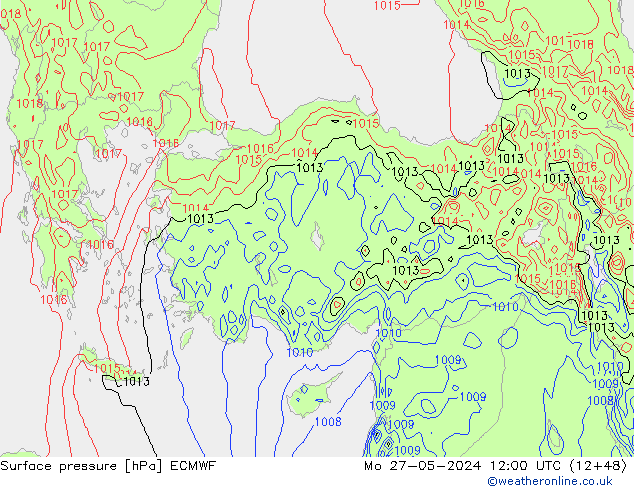 Surface pressure ECMWF Mo 27.05.2024 12 UTC