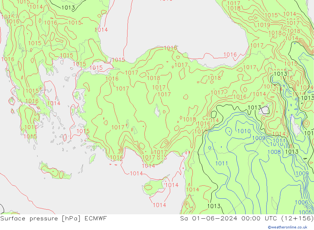 Surface pressure ECMWF Sa 01.06.2024 00 UTC