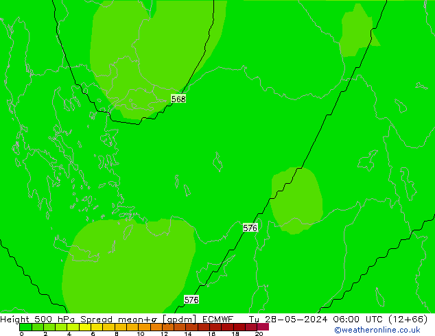 Height 500 hPa Spread ECMWF Tu 28.05.2024 06 UTC