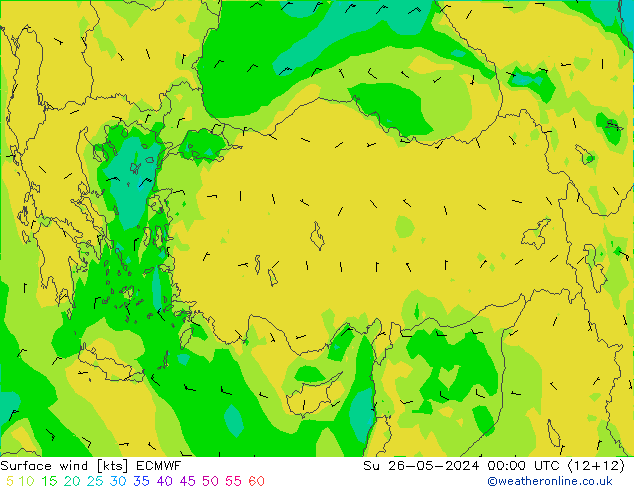 Viento 10 m ECMWF dom 26.05.2024 00 UTC