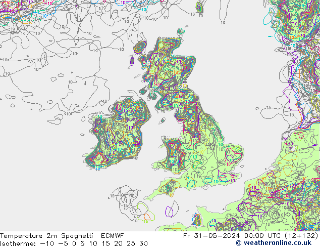 Sıcaklık Haritası 2m Spaghetti ECMWF Cu 31.05.2024 00 UTC