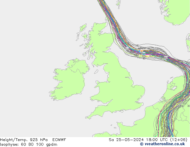 Height/Temp. 925 hPa ECMWF Sa 25.05.2024 18 UTC