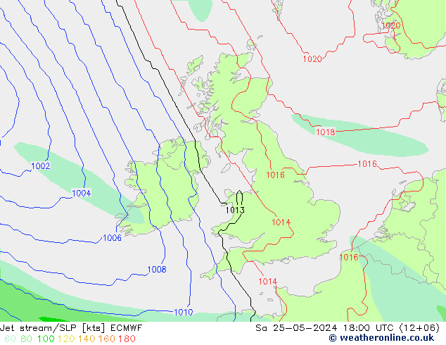 Jet stream/SLP ECMWF Sa 25.05.2024 18 UTC