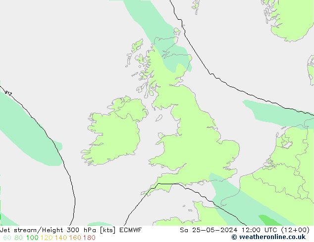 Jet stream/Height 300 hPa ECMWF Sa 25.05.2024 12 UTC