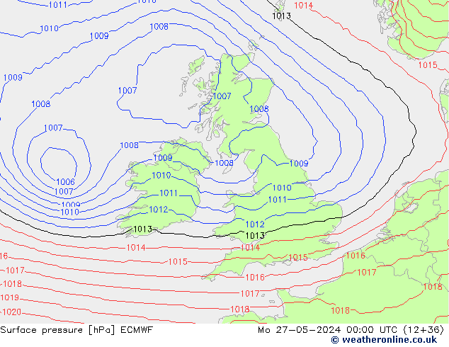 Bodendruck ECMWF Mo 27.05.2024 00 UTC