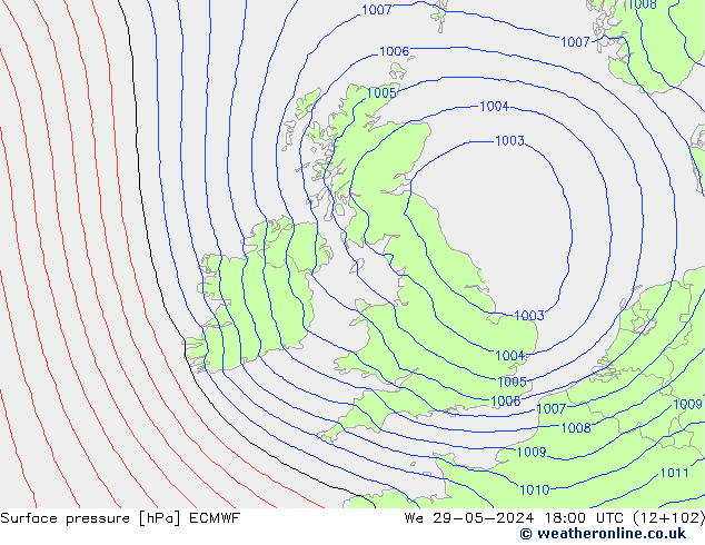 pression de l'air ECMWF mer 29.05.2024 18 UTC