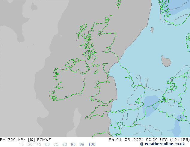 RH 700 hPa ECMWF Sa 01.06.2024 00 UTC