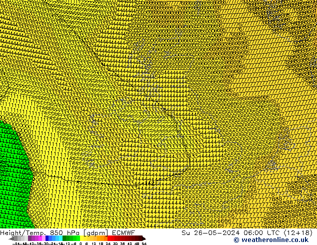 Height/Temp. 850 hPa ECMWF dom 26.05.2024 06 UTC