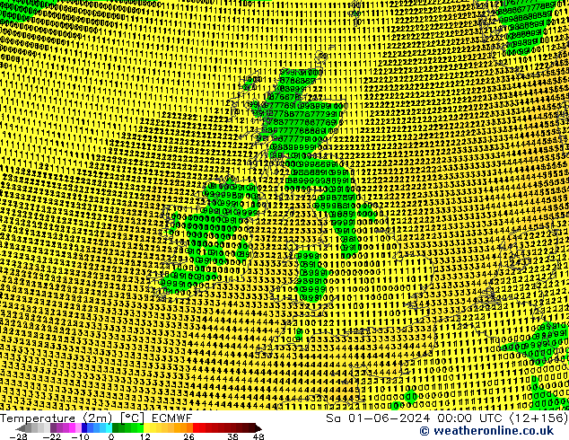 Temperatura (2m) ECMWF sáb 01.06.2024 00 UTC