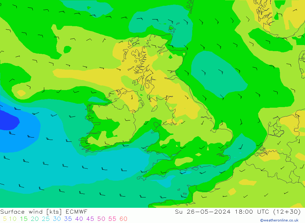 Rüzgar 10 m ECMWF Paz 26.05.2024 18 UTC