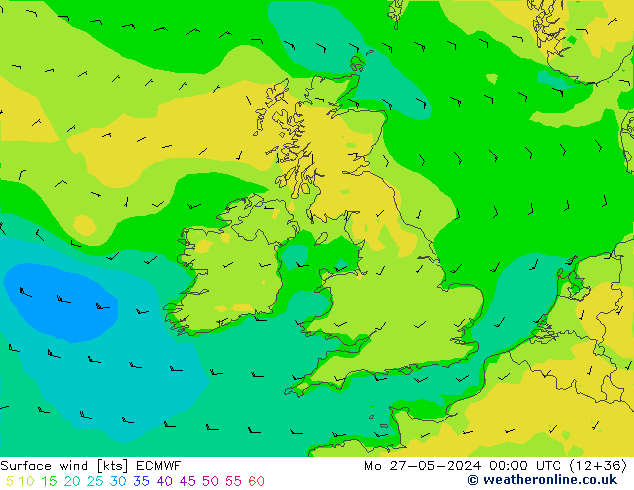 Vent 10 m ECMWF lun 27.05.2024 00 UTC