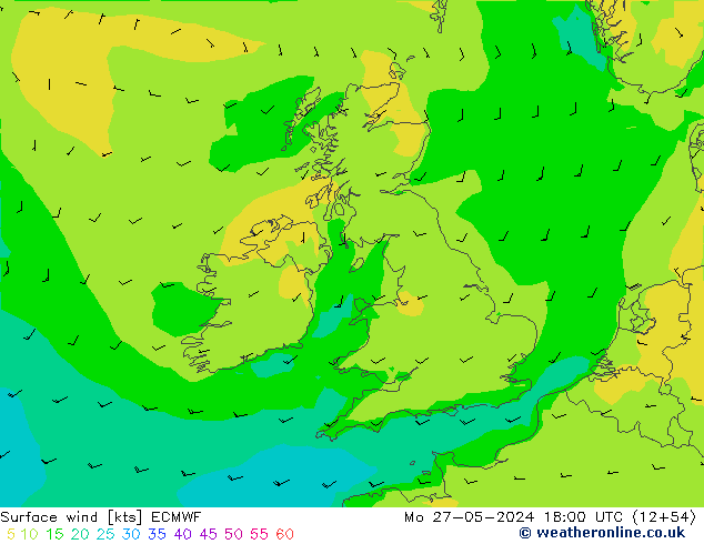 Surface wind ECMWF Po 27.05.2024 18 UTC