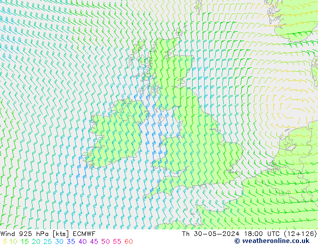 Rüzgar 925 hPa ECMWF Per 30.05.2024 18 UTC