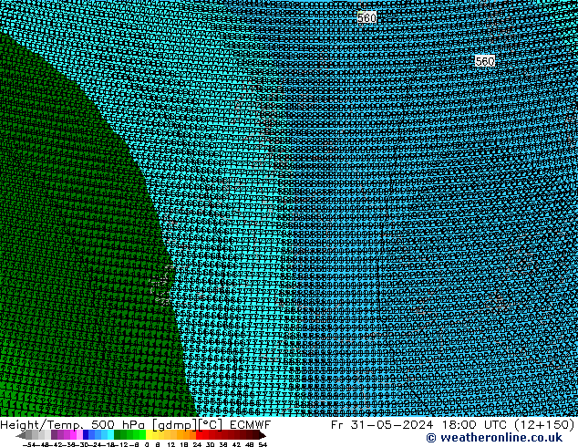 Height/Temp. 500 hPa ECMWF Fr 31.05.2024 18 UTC