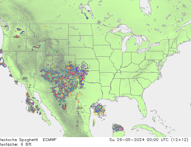 Isotaca Spaghetti ECMWF dom 26.05.2024 00 UTC