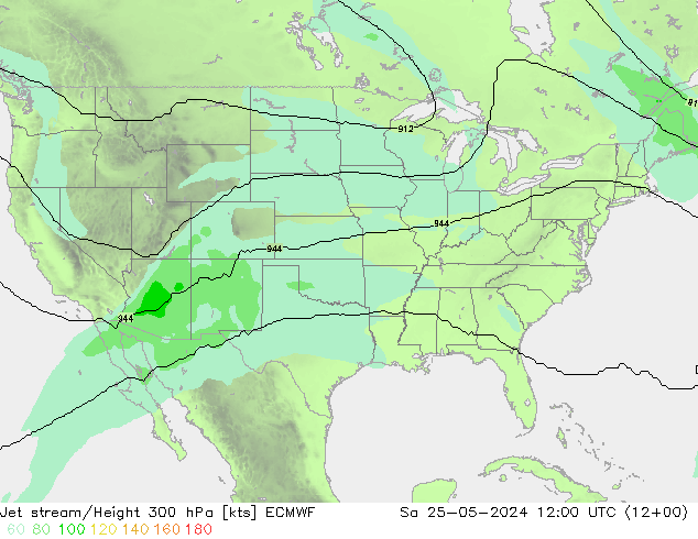 Jet stream ECMWF Sáb 25.05.2024 12 UTC