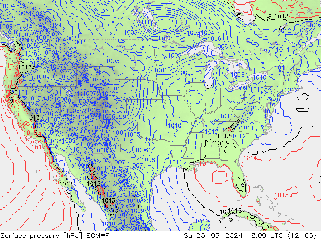 pressão do solo ECMWF Sáb 25.05.2024 18 UTC