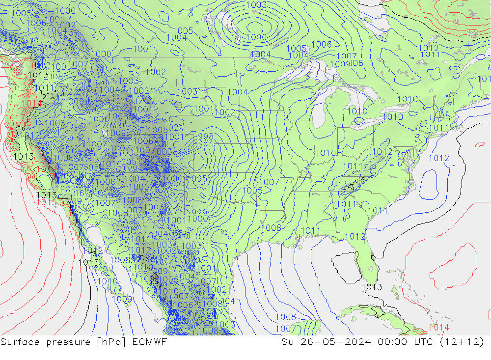 pressão do solo ECMWF Dom 26.05.2024 00 UTC