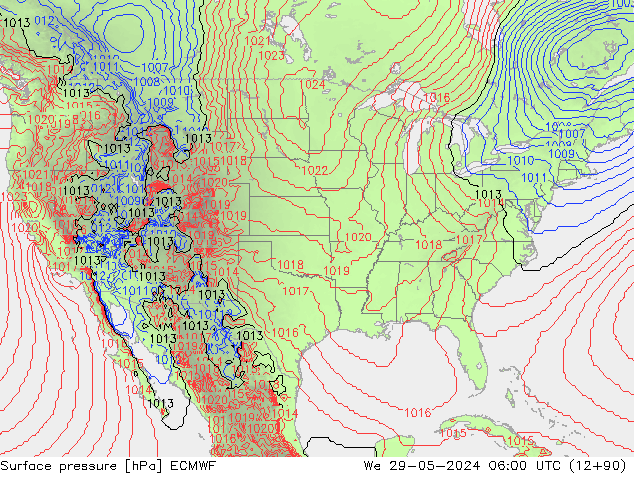 Surface pressure ECMWF We 29.05.2024 06 UTC