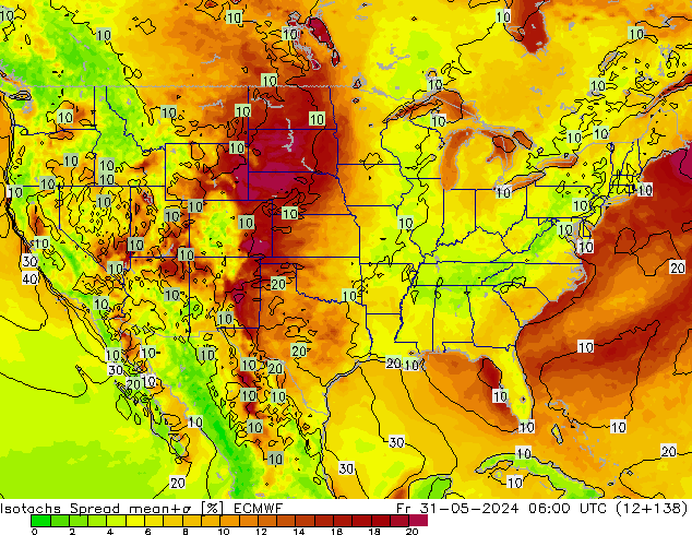 Isotachs Spread ECMWF Fr 31.05.2024 06 UTC