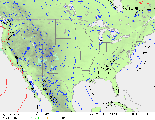 High wind areas ECMWF So 25.05.2024 18 UTC