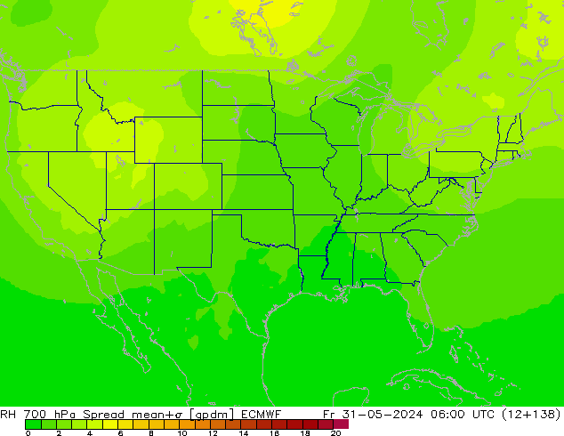 RH 700 hPa Spread ECMWF Fr 31.05.2024 06 UTC