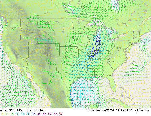 Wind 925 hPa ECMWF Su 26.05.2024 18 UTC