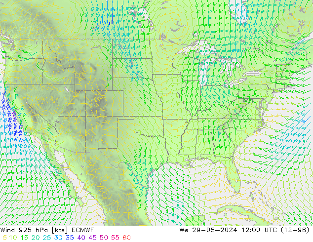 Wind 925 hPa ECMWF We 29.05.2024 12 UTC