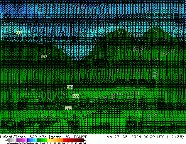 Height/Temp. 500 hPa ECMWF Mo 27.05.2024 00 UTC