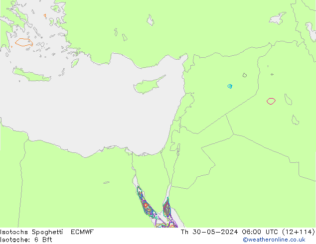 Izotacha Spaghetti ECMWF czw. 30.05.2024 06 UTC