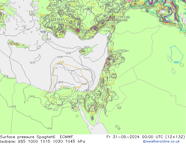 Atmosférický tlak Spaghetti ECMWF Pá 31.05.2024 00 UTC