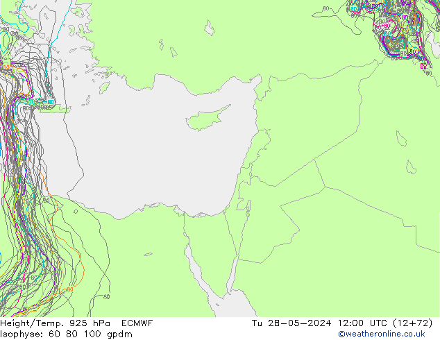 Height/Temp. 925 hPa ECMWF Tu 28.05.2024 12 UTC