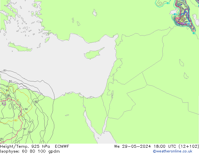 Height/Temp. 925 гПа ECMWF ср 29.05.2024 18 UTC