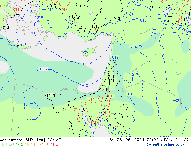 Jet stream ECMWF Dom 26.05.2024 00 UTC