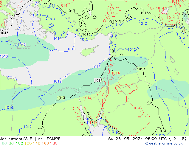 Jet stream ECMWF Dom 26.05.2024 06 UTC