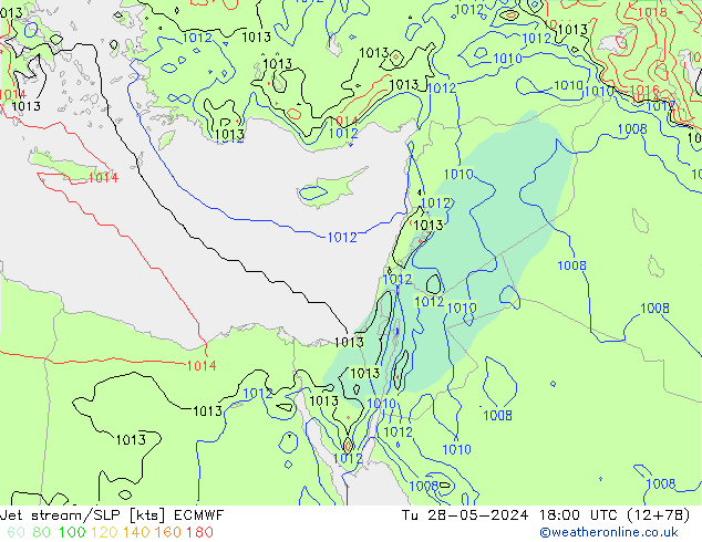 Jet stream/SLP ECMWF Tu 28.05.2024 18 UTC