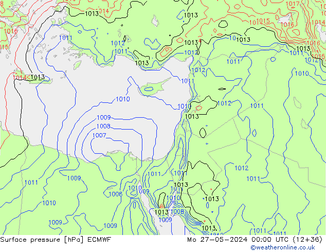 Luchtdruk (Grond) ECMWF ma 27.05.2024 00 UTC