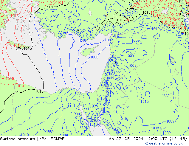 Presión superficial ECMWF lun 27.05.2024 12 UTC