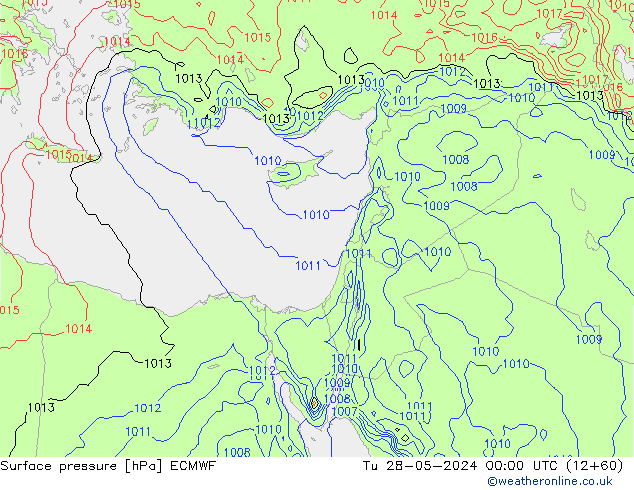 Surface pressure ECMWF Tu 28.05.2024 00 UTC